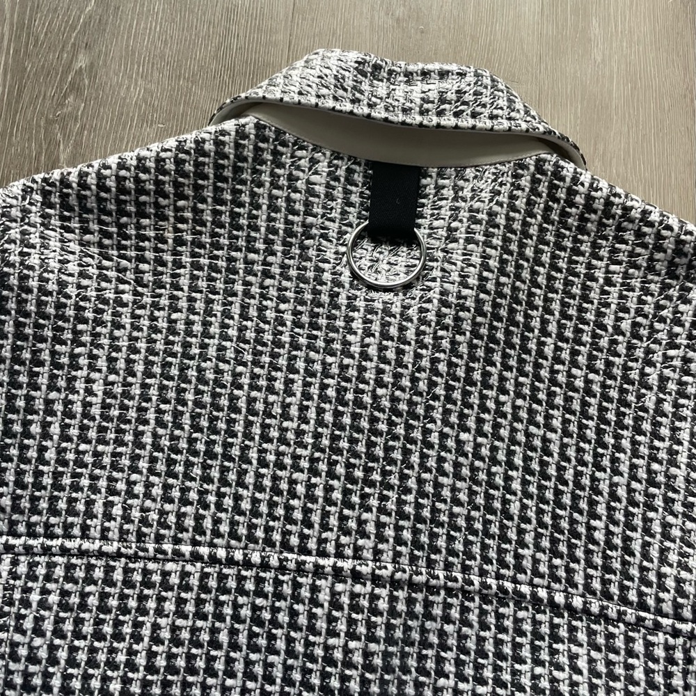 Tibi Woven Houndstooth Black White Coated Jacket Pointed Collar Sample - Picture 10 of 15